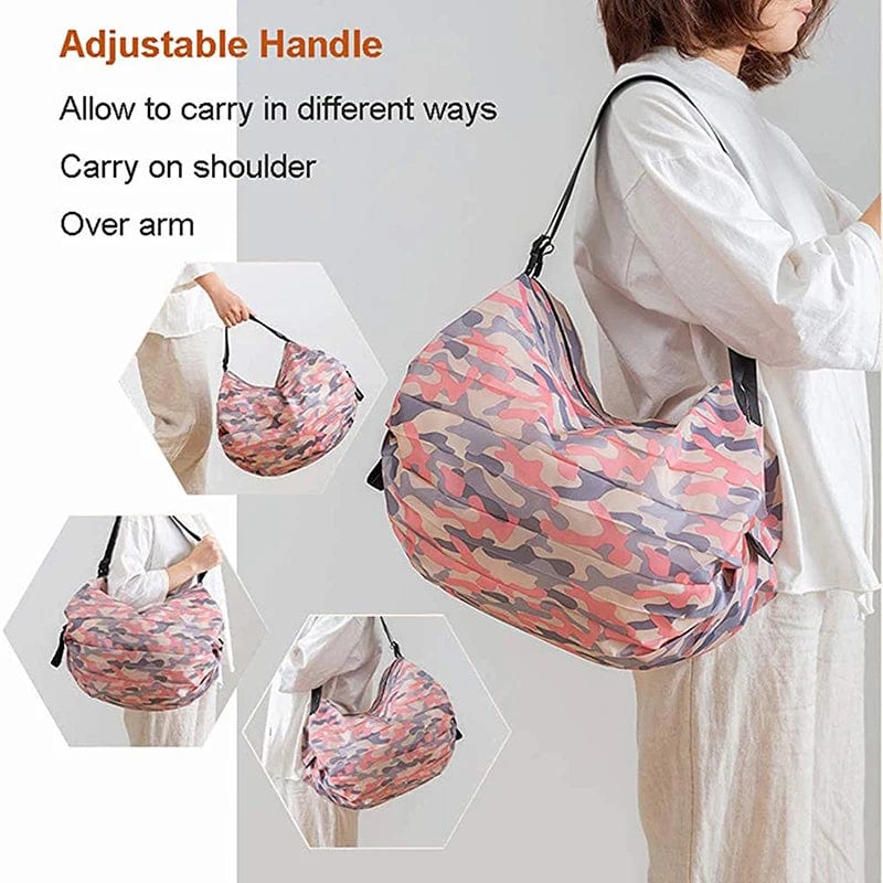 Large capacity SHOWLU FASHION STORE STACEYO foldable nylon shopping bag with handle, camouflage design, portable travel handbag.