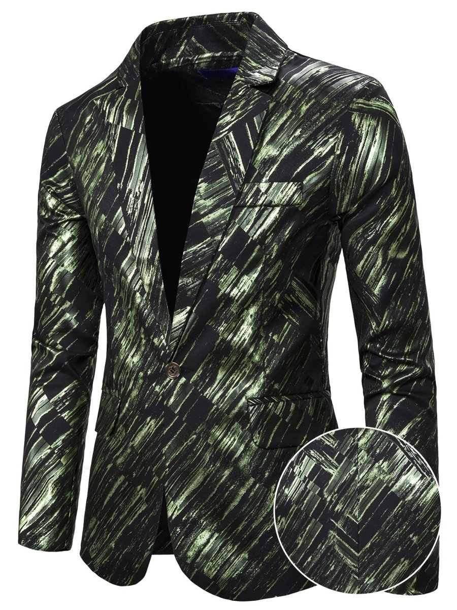 SHOWLU men's slim fit geometric pattern suit jacket with Western style, featuring a middle eastern diagonal design.