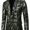 Men's SHOWLU slim fit blazer with geometric pattern, polyester suit jacket featuring Western and Middle Eastern-inspired diagonal design.