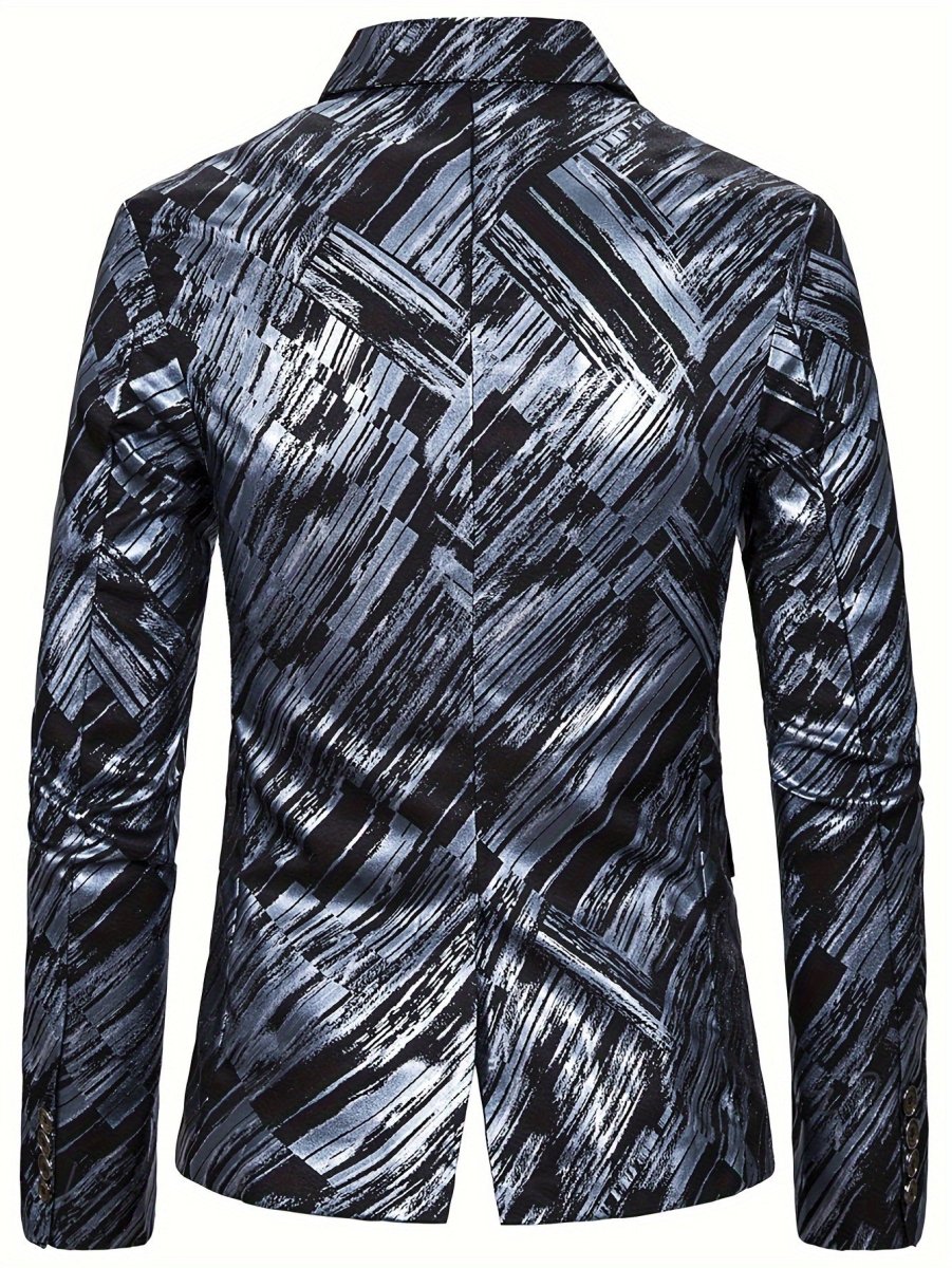 SHOWLU men's slim fit geometric pattern suit jacket with western-style blazer featuring a middle eastern diagonal design.