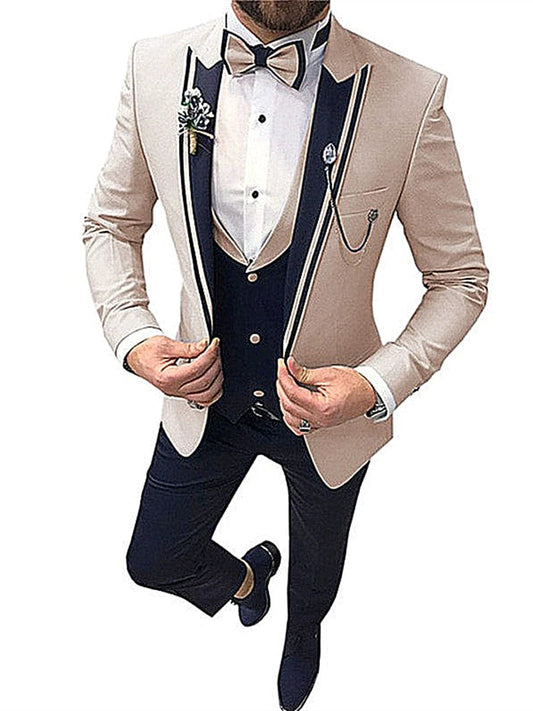Foreign Trade Men's Large Size Fancy Suit Set Three - Piece Set Suit with Vest Groom Dress Host Singer Suit - SHOWLU FASHION STORE