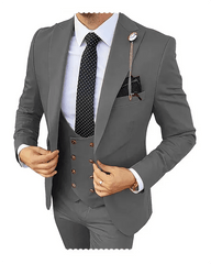 Formal Men 3 Piece Wedding Suit Groom Tuxedo Slim Fit Business Suits Champagne Wedding Suit Costume Homme (Blazer+Pants+Vest) - SHOWLU FASHION STORE