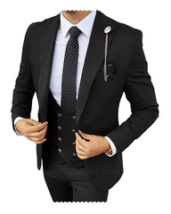 Formal Men 3 Piece Wedding Suit Groom Tuxedo Slim Fit Business Suits Champagne Wedding Suit Costume Homme (Blazer+Pants+Vest) - SHOWLU FASHION STORE