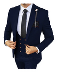 Showlu Fashion men's 3-piece slim fit wedding suit in champagne cotton, featuring blazer, vest, and pants for formal occasions.