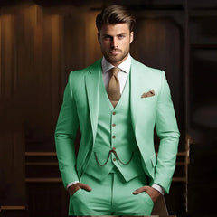 Formal Men's Suits for Groom 3 Pieces Khaki Wedding Groom Tuxedo Slim Fit 2025 Male Fashion Suit Jacket with Pants Vest - SHOWLU FASHION STORE