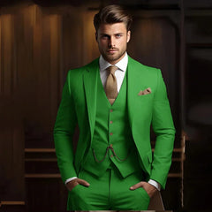 Formal Men's Suits for Groom 3 Pieces Khaki Wedding Groom Tuxedo Slim Fit 2025 Male Fashion Suit Jacket with Pants Vest - SHOWLU FASHION STORE