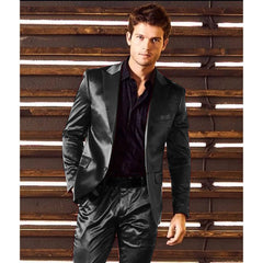 Formal Suits for Men Suits Slim Fit Men's Two - piece Suit Satin Single - breasted Casual Stage Slim Fit New in Men's Sets Man Pants - SHOWLU FASHION STORE