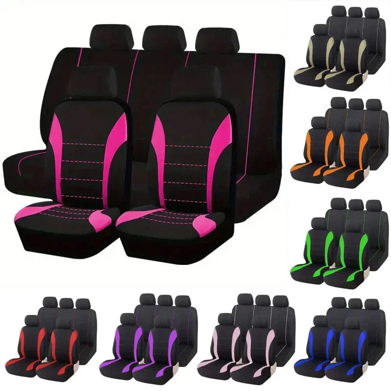 Showlu Universal Cotton Car Seat Cover for SUV and Van, front and rear, made of polyester fabric, protects seats in all seasons.