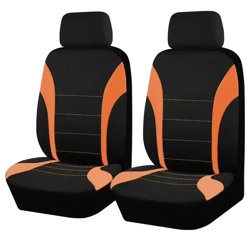 Showlu universal cotton car seat covers for SUV and van, front and rear, made of polyester fabric for all-season protection.