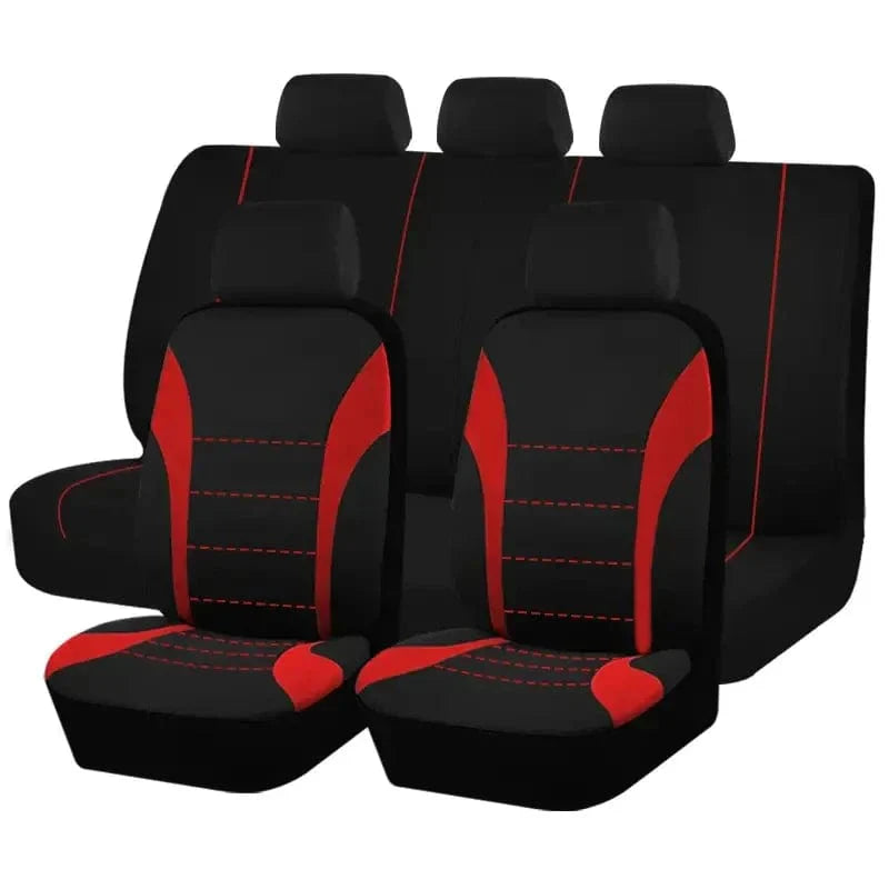 Showlu Universal Cotton Car Seat Covers for SUV and van, front and rear, made of polyester fabric, protects seats in all seasons.