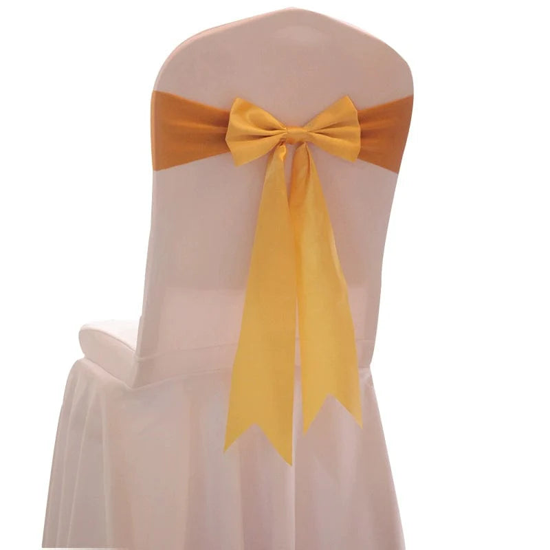 Showlu elastic Arabesquitic fabric wedding chair bows tied around hotel banquet chairs for elegant event decor.