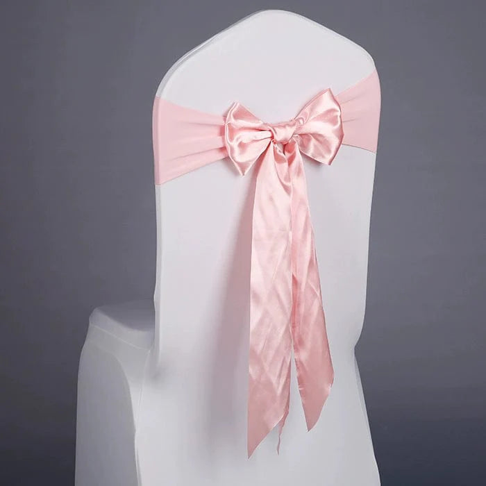 Showlu elastic Arabesquitic fabric wedding chair bow tied around hotel banquet chair back decoration