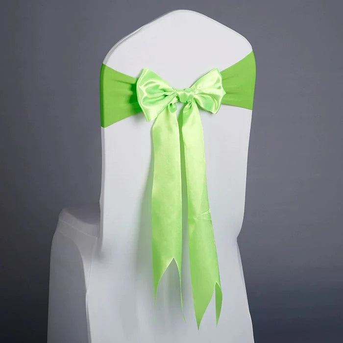 Showlu elastic Arabesquitic fabric wedding chair bow tied around banquet chair back for elegant event decoration.