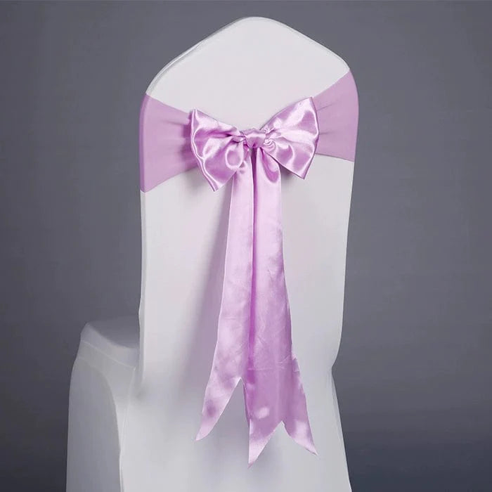 Showlu elastic Arabesquitic fabric wedding chair bow with ribbon tie for banquet and hotel chair back decoration.