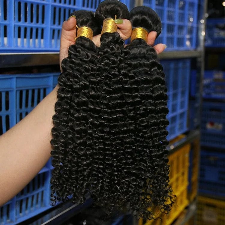 Raw Indian human hair bundle from Showlu Fashion Store, showing natural virgin hair extension in a bundled form.