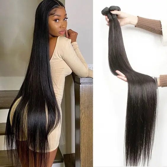 Raw Indian human hair bundle from Showlu Fashion Store, showing natural virgin hair extension with rich texture and quality.