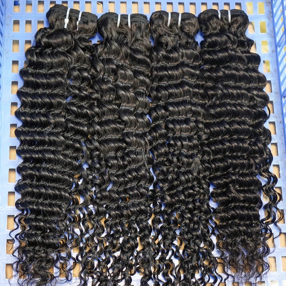 Raw Indian human hair bundle from Showlu Fashion Store, natural virgin hair extension with free shipping and authentic texture.