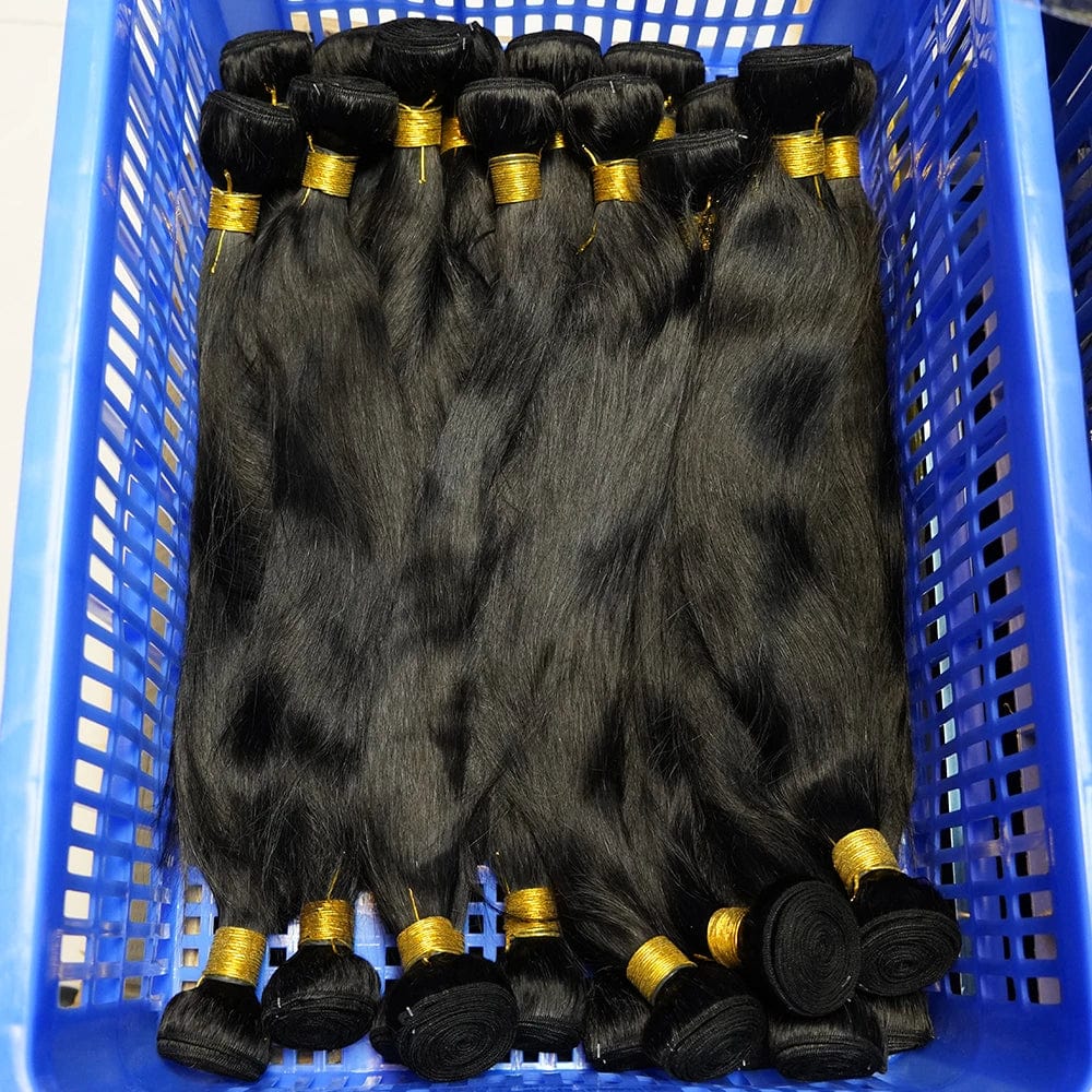 Raw Indian human hair bundle from Showlu Fashion Store, natural virgin Indian hair extension with free shipping.