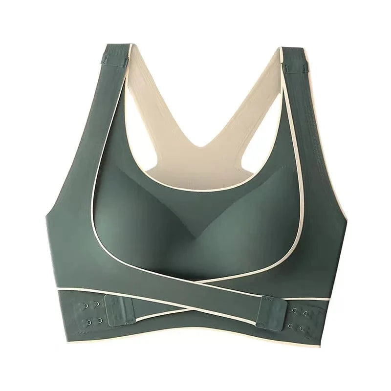 Ailanmeidie seamless front buckle bra by Showlu Fashion, wire-free, thin sports underwear with a front closure and smooth back design.