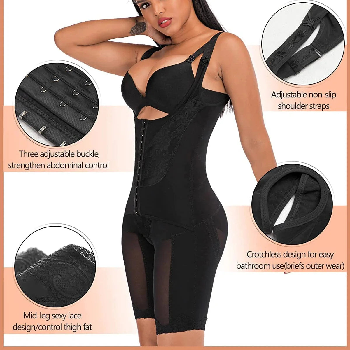 Showlu Fashion Gleeful Lotus full body shapewear, seamless firm control bodysuit with strap, tummy, and waist shaping for women.