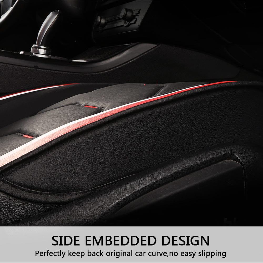Showlu Faux Leather Car Seat Covers full set for five seats, waterproof, adjustable, universal fit for cars, sedans, and trucks.