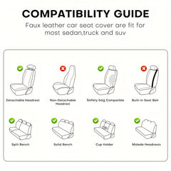 Full Set 5 Seats Car Seat Cover Faux Leather Waterproof Adjustable Rear Bench Pad Fully Wrapped Seat Cushion Protector Universal fit for Most Car Sedan Truck Suv - SHOWLU FASHION STORE