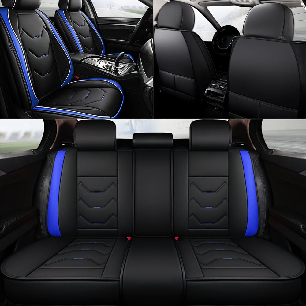 Showlu Faux Leather Car Seat Covers full set for 5 seats, waterproof, adjustable, universal fit for car sedans and trucks.