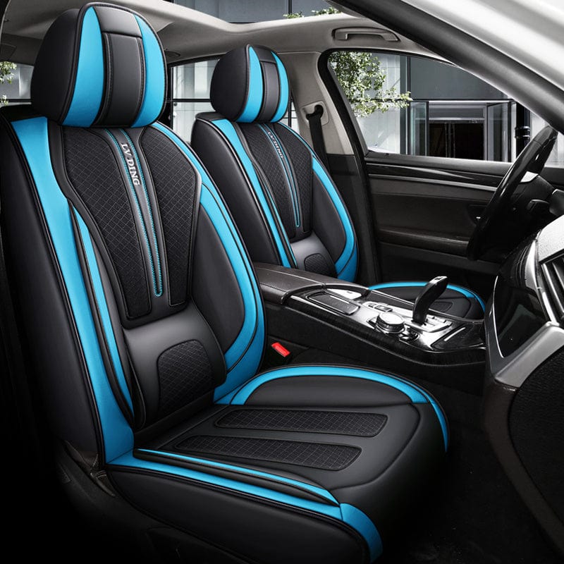 Showlu Universal Car Seat Covers in breathable mesh with full coverage, sporty style, lumbar support, and all-season protection.