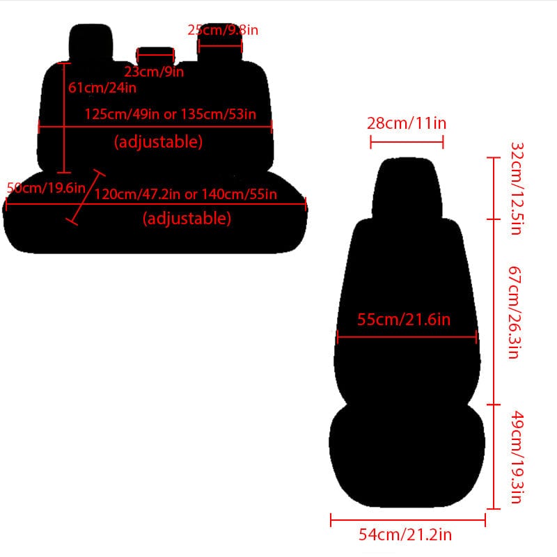 Showlu Universal Car Seat Covers set in breathable mesh with full coverage, sporty design, lumbar support, suitable for all seasons.