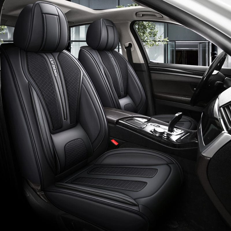 Showlu Universal Car Seat Covers with breathable mesh, full set, sport style, full coverage, lumbar support, automotive seat protector