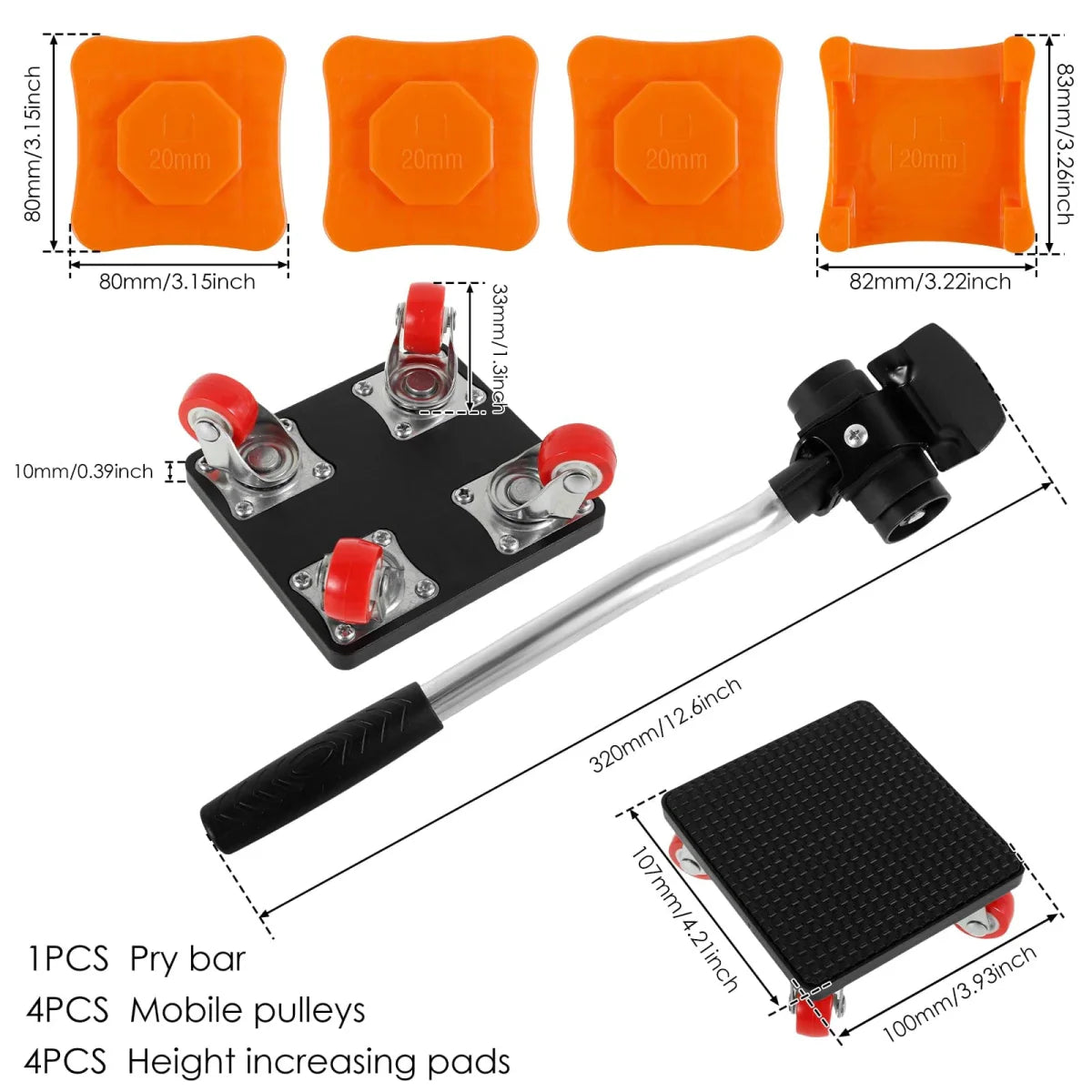 SHOWLU Heavy Duty Furniture Mover Tool Set lifting a sofa, featuring 880 lbs capacity and 360° rotatable design for easy furniture transport.