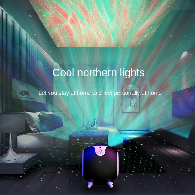 Doba Galaxy Star Projector with white noise sound machine, Bluetooth speaker, remote, and night light for bedroom decor.