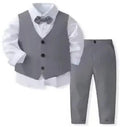 Kabeier Boys Gentleman Suit by Showlu Fashion, 4-piece cotton formal clothing set with vest and jacket for kids' spring and autumn occasions.
