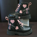 Girls pink fashion boots by SHOWLU FASHION STORE with soft cotton sole, side zip, princess round toe, perfect for winter and autumn.