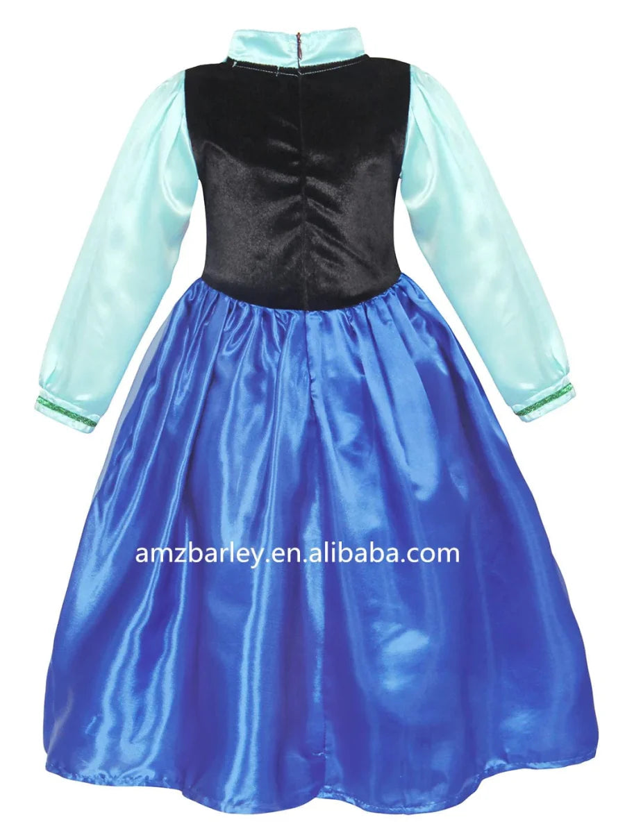 Anna girls' princess cosplay dress with cloak and accessories, perfect for birthday parties and dress-up play.