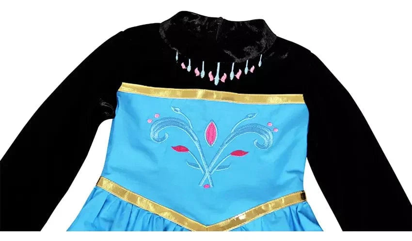 Girls' Anna princess cosplay dress with cloak and accessories, perfect for birthday parties and dress-up play.