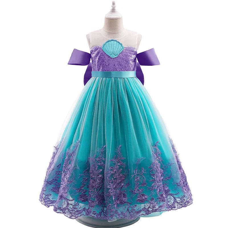 Little Mermaid girls' princess dress by Showlu Fashion Store, featuring a colorful mermaid-themed Halloween cosplay costume for children.