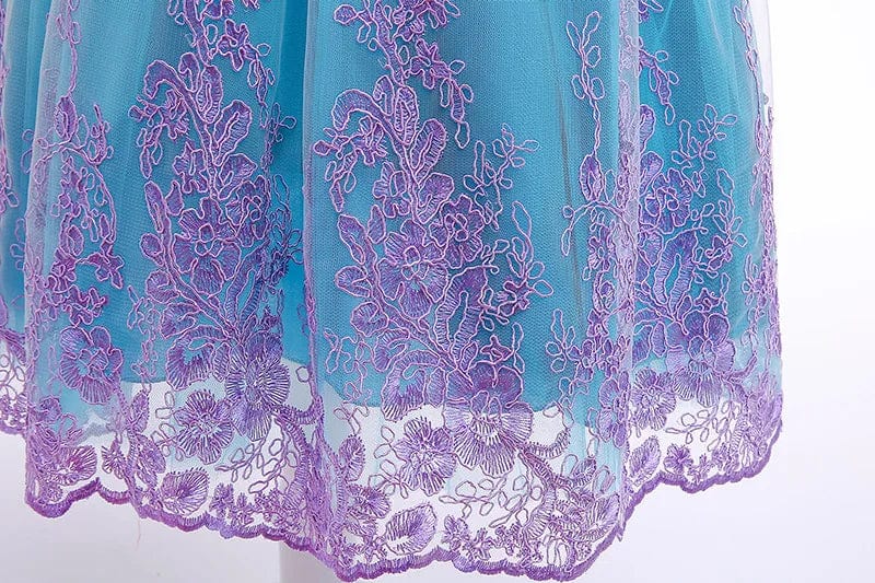 Little Mermaid girls' princess dress for Halloween cosplay, featuring colorful mermaid design and accessories for children.