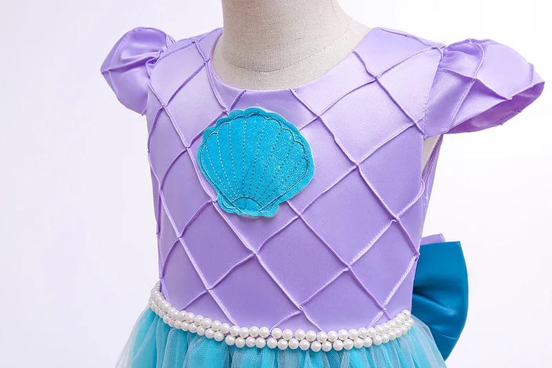 Little Mermaid girls' princess dress by Showlu Fashion, featuring a mermaid-themed Halloween cosplay costume for children.
