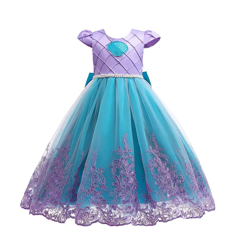 Little Mermaid girls' princess dress by Showlu Fashion, featuring a mermaid-inspired costume with accessories for Halloween or parties.