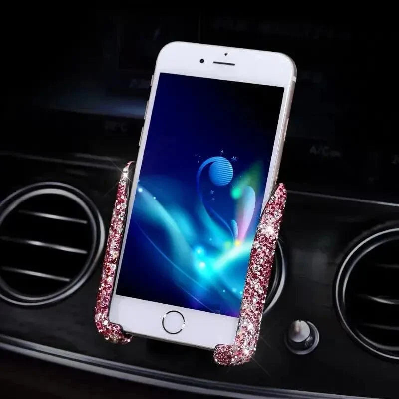 Showlu Fashion Store VIKEFON Glitter Car Phone Holder with rhinestones, gravity air vent mount for GPS and mobile phones in car.