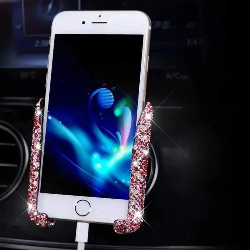 Sparkly VIKEFON Glitter Car Phone Holder by SHOWLU FASHION STORE, adjustable gravity air vent mount for mobile phones.