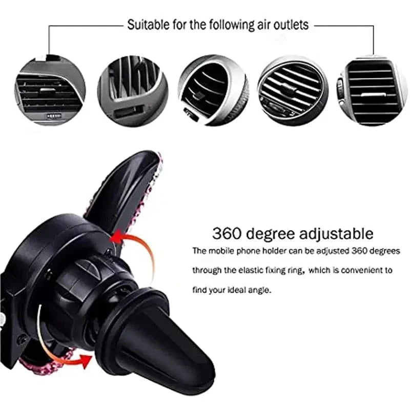 Glitter rhinestone car phone holder from SHOWLU FASHION STORE, adjustable gravity air vent mount for GPS and mobile phones.