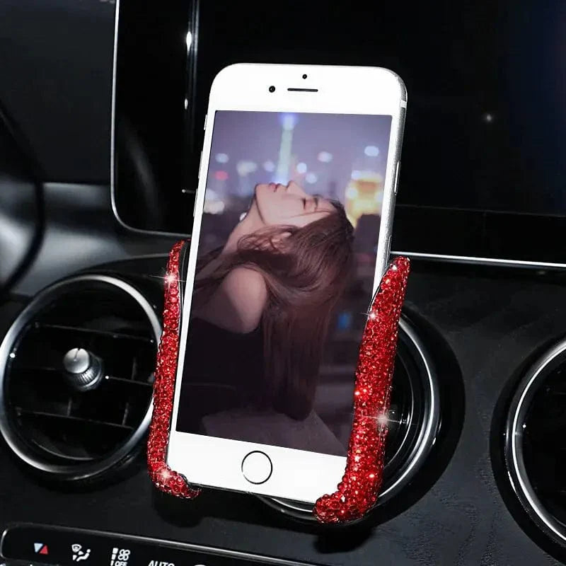 SHOWLU FASHION STORE VIKEFON Glitter Car Phone Holder with rhinestones, adjustable gravity air vent mount for GPS and mobile phones.