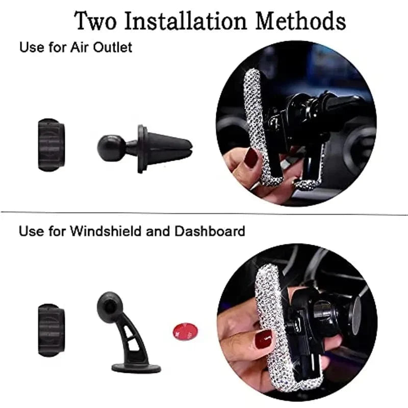 Glitter rhinestone car phone holder by SHOWLU FASHION STORE, adjustable gravity air vent mount for GPS and mobile phones.