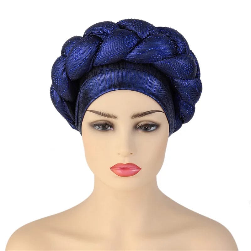 African Autogele headtie by Showlu Fashion Store featuring glitter diamond design, braided turban cap for women.