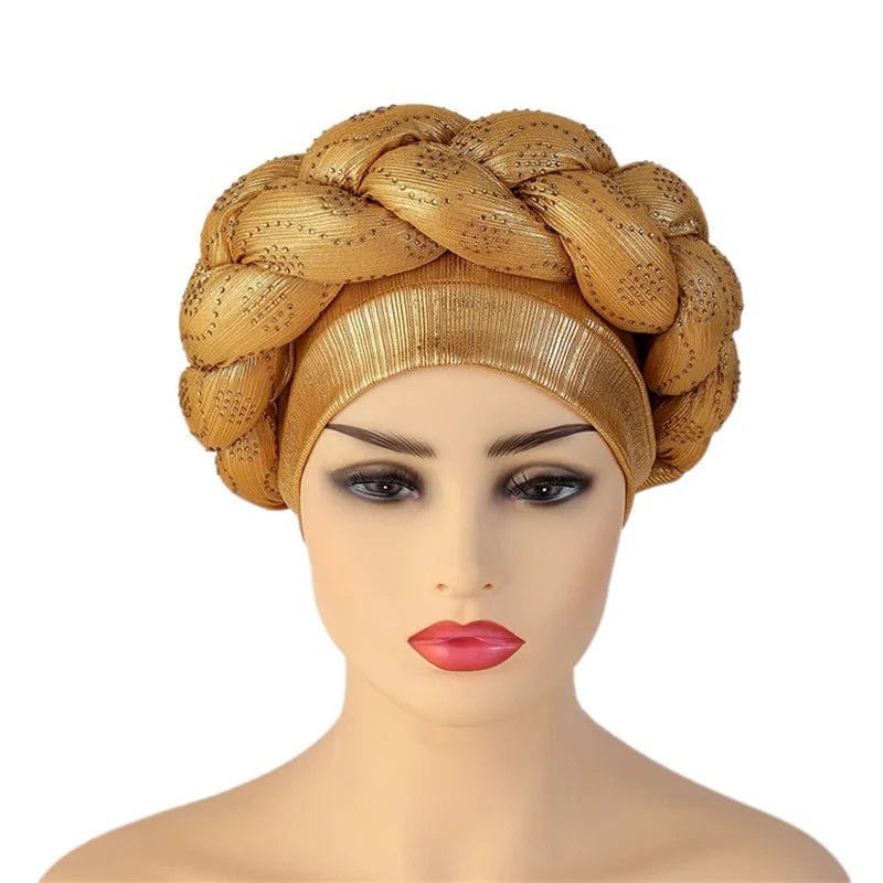 African Autogele headtie by Showlu Fashion Store, glitter diamond turban cap with braided design for women