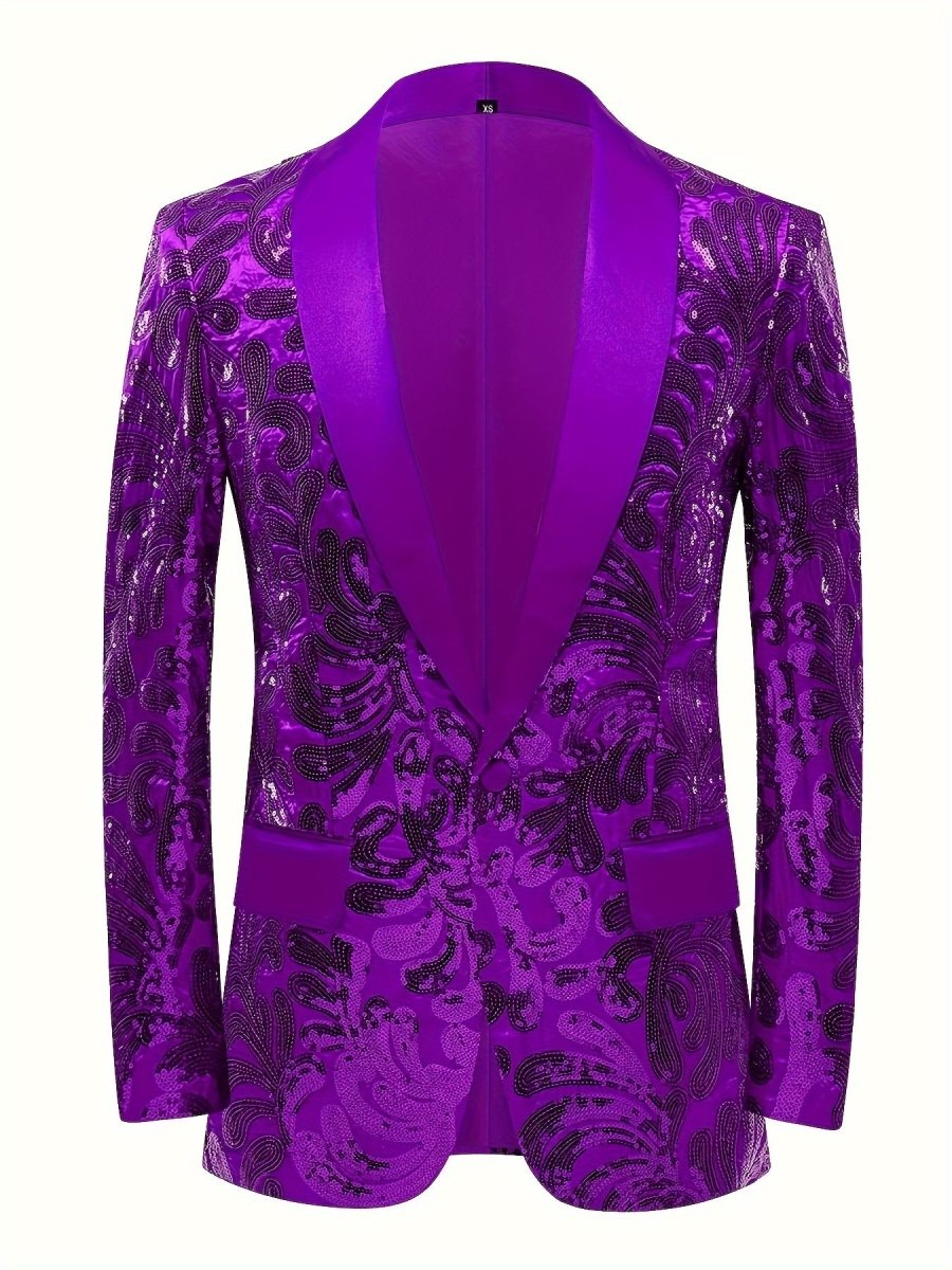 Red sequin blazer for men with shawl collar, skinny fit, perfect for evening events and party wear by SHOWLU FASHION STORE.
