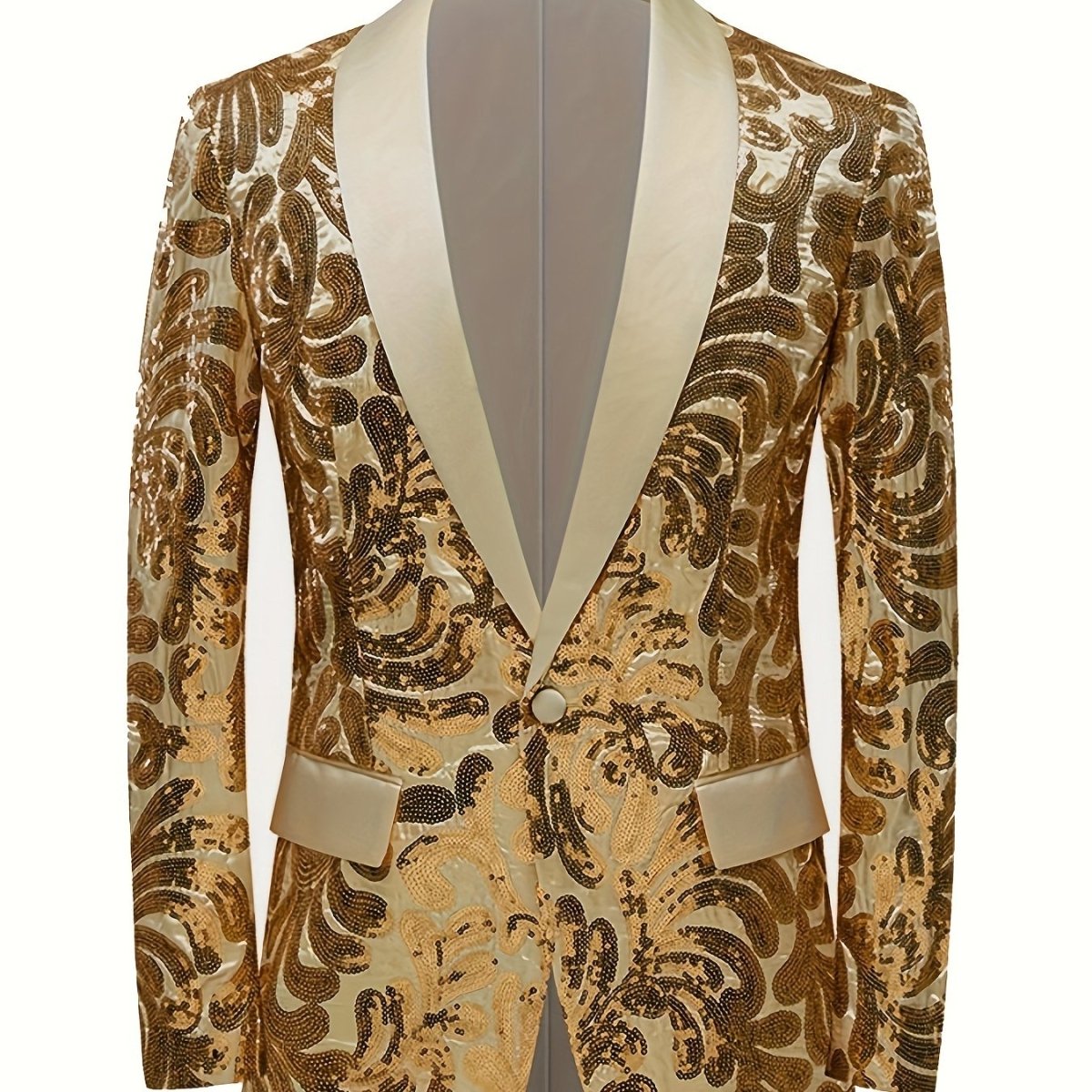 Red men's sequin blazer with shawl collar, slim fit, ideal for evening events and parties, stylish SHOWLU FASHION STORE jacket.