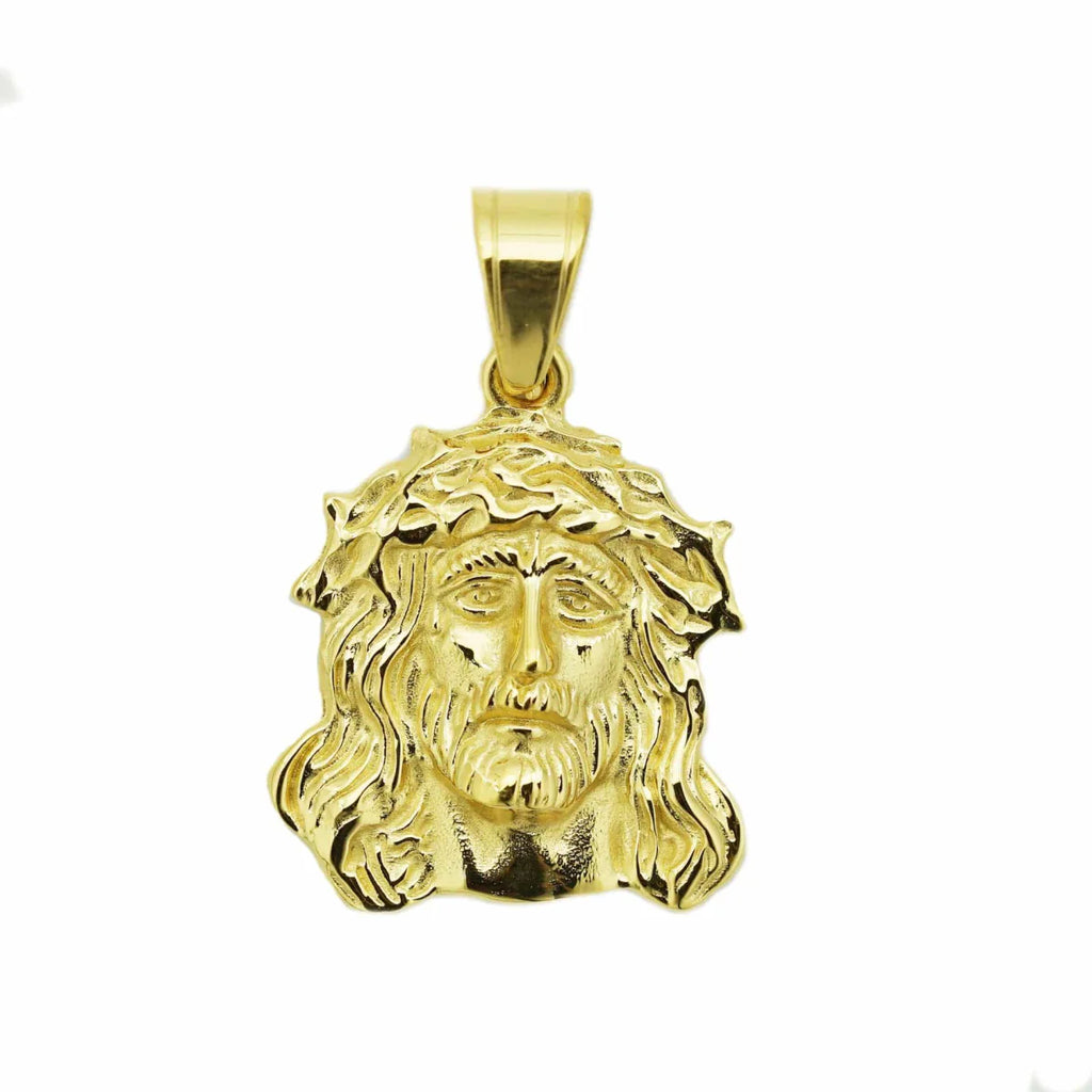 Gold stainless steel Jesus charm pendant necklace for women and men, stylish jewelry for parties and gifts.